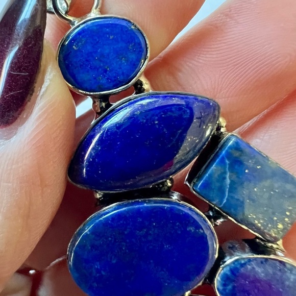 SOLD LIVE! 925 Silver Handmade Lapis Lazuli Blue Stone Silver Pendant & Chain - Picture 7 of 9
